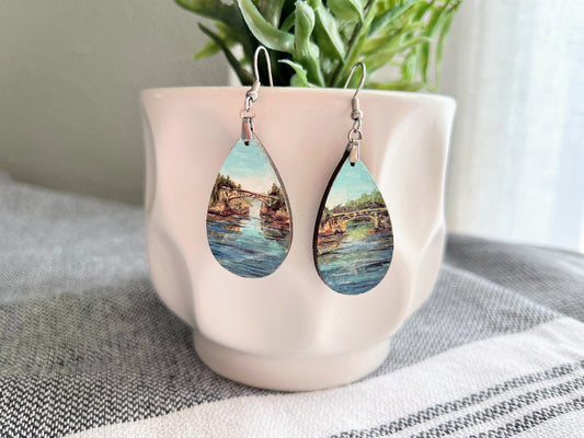 “Deception Pass” Hand Painted Earrings 1.5 inch