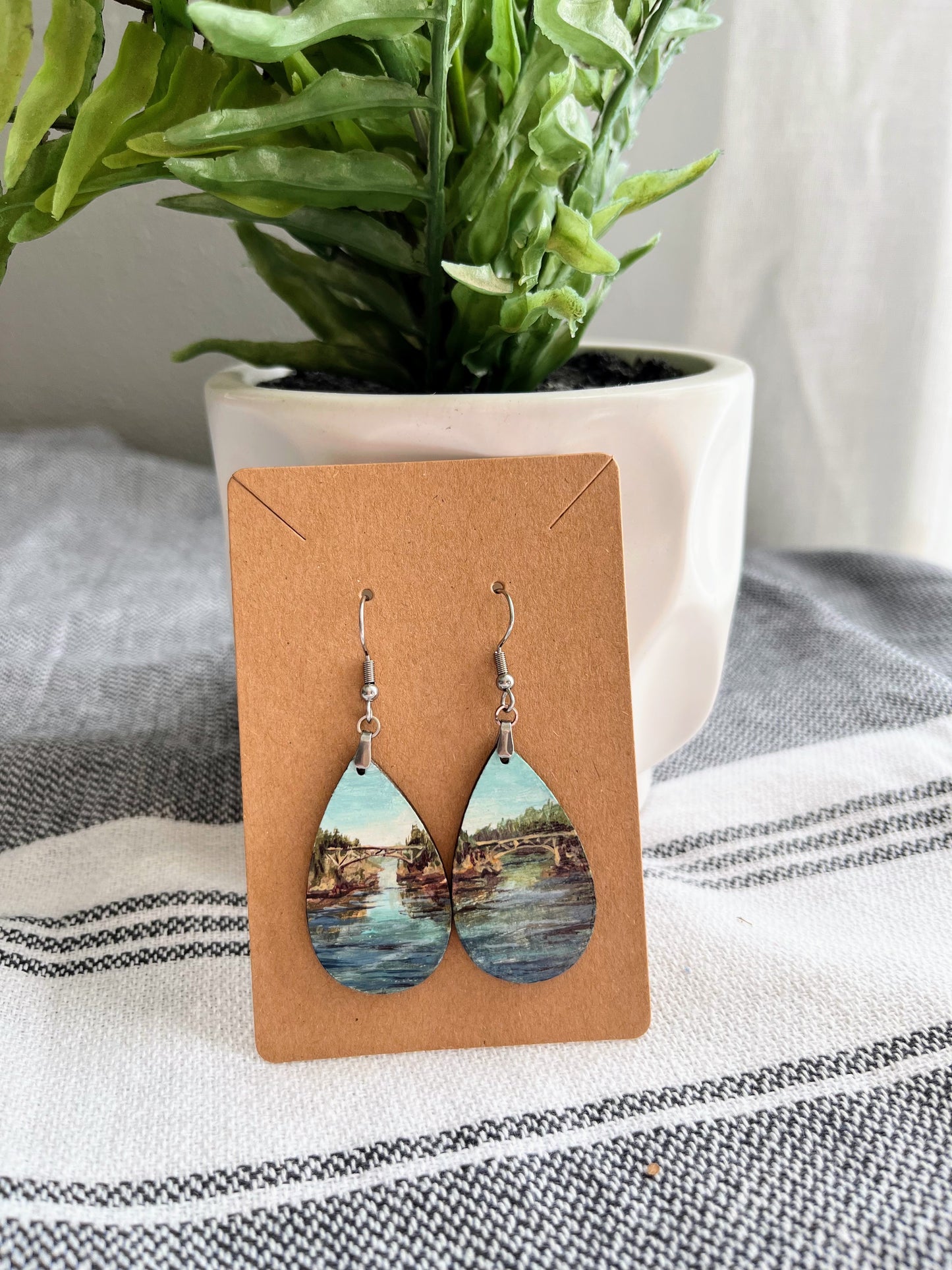 “Deception Pass” Hand Painted Earrings 1.5 inch