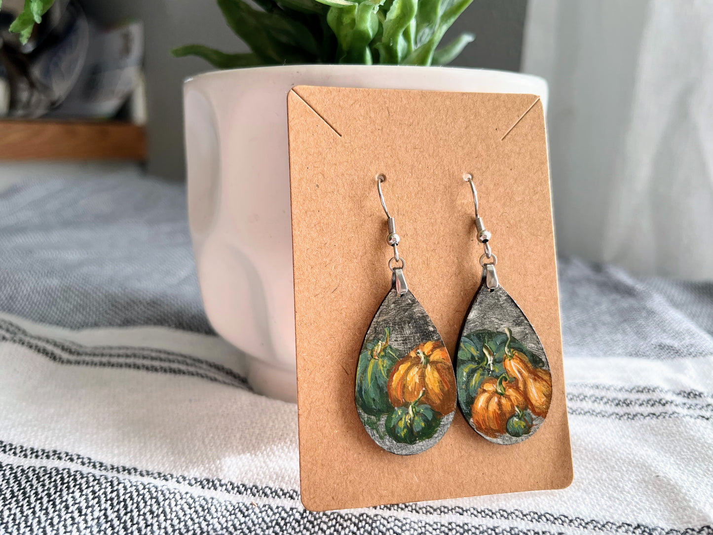 “Pumpkins and Squash” Hand Painted Earrings 1.5 inch