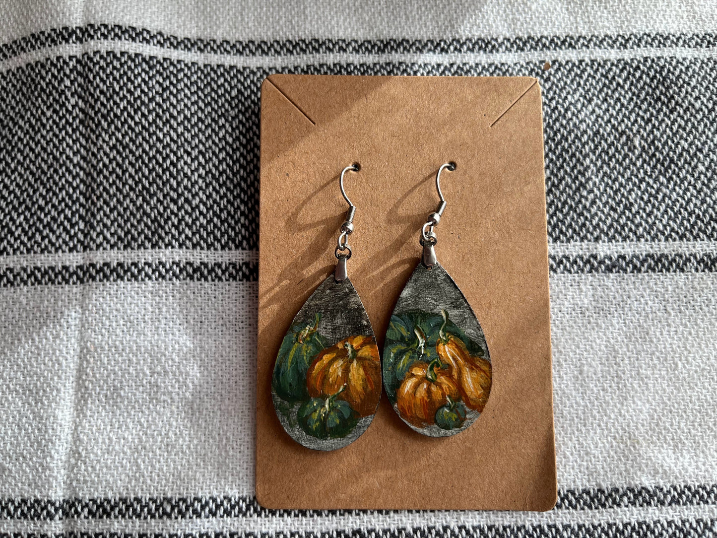 “Pumpkins and Squash” Hand Painted Earrings 1.5 inch