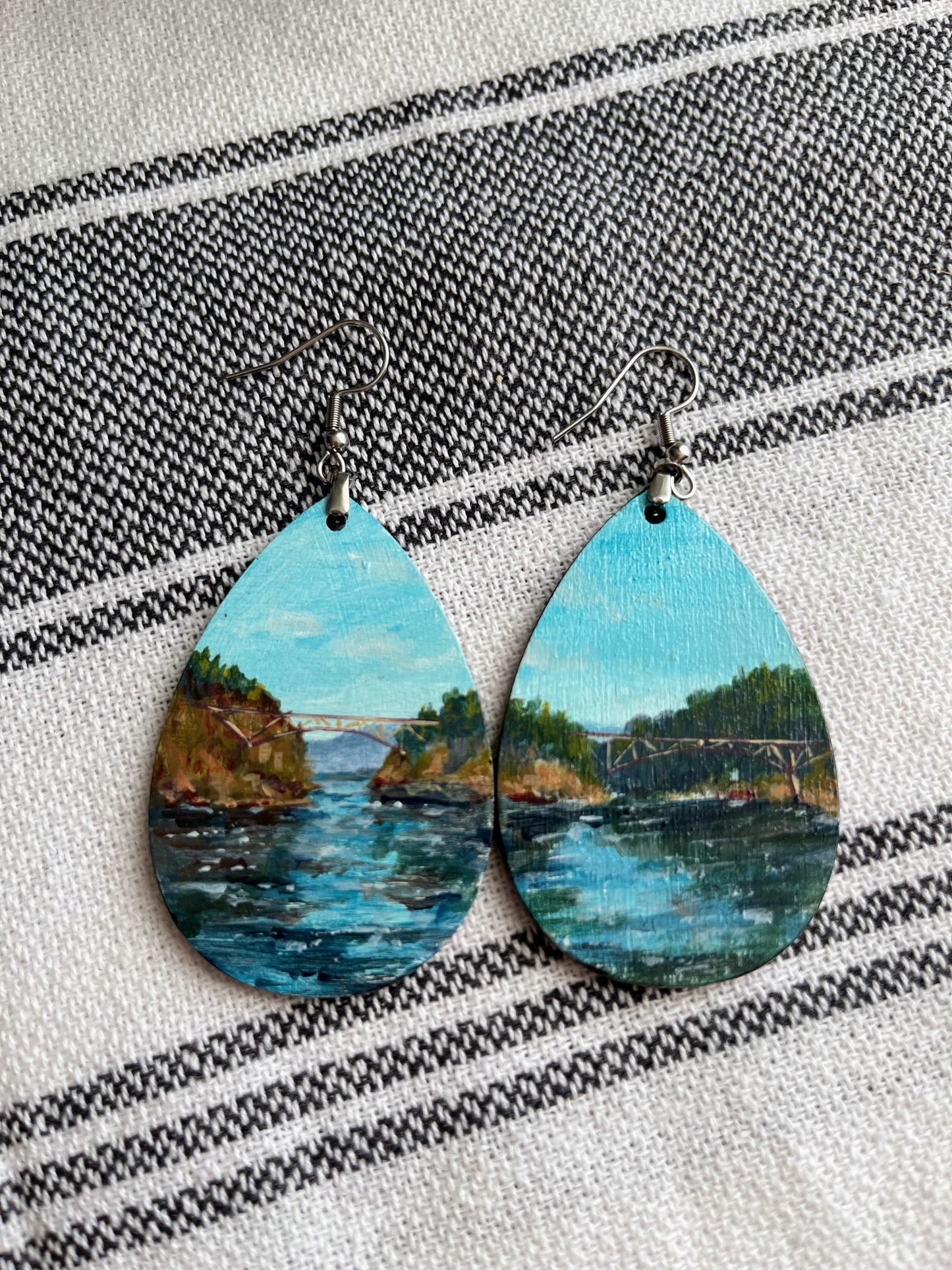 “Deception Pass” Hand Painted Earrings 2 inch