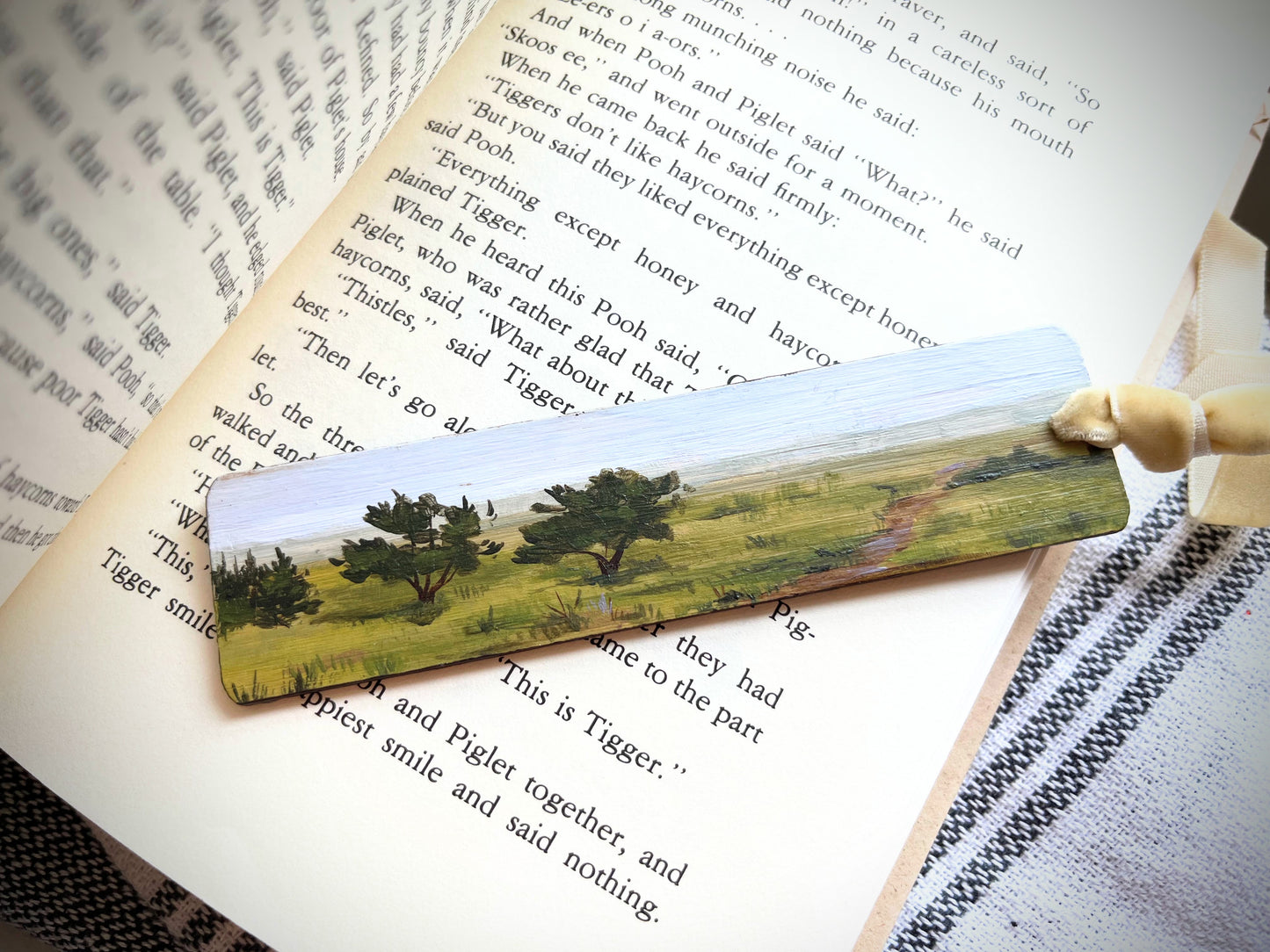 “Trees and Fields” Hand painted Bookmark