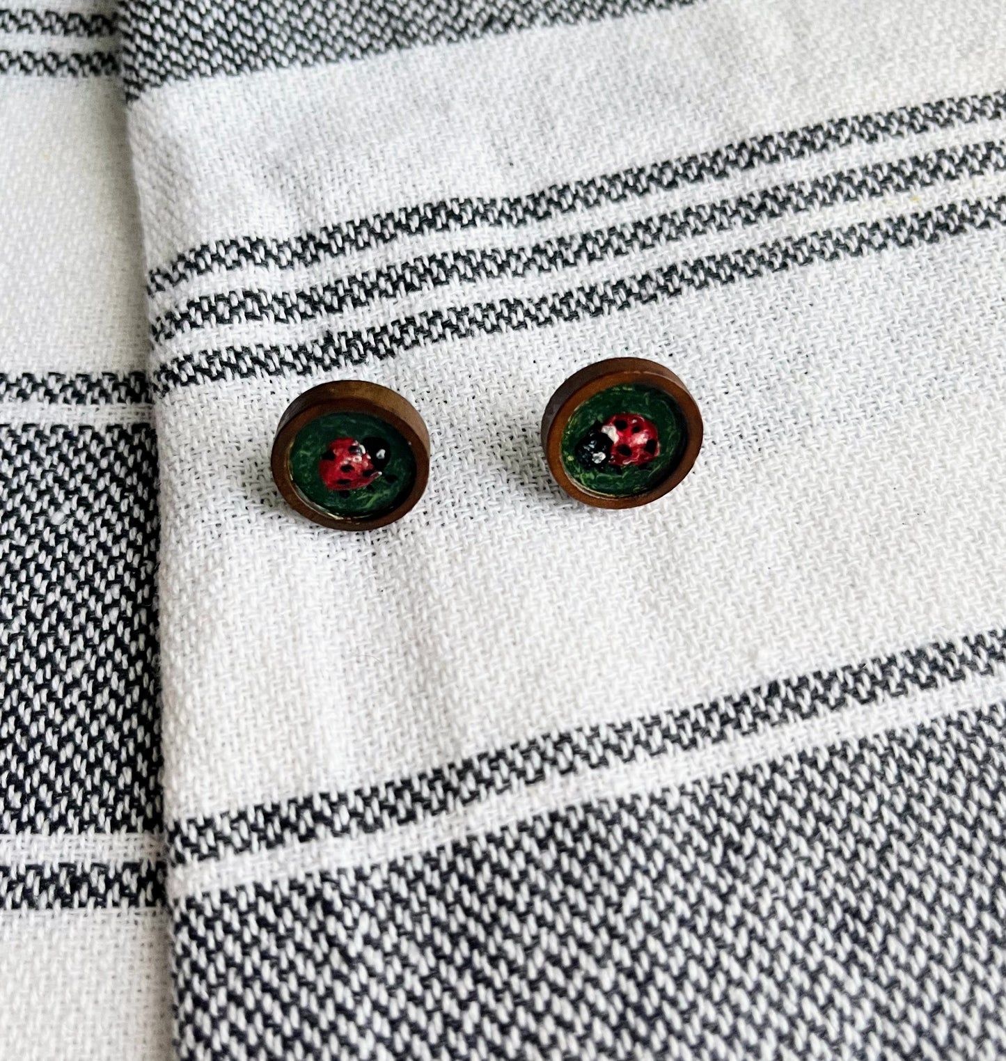 “Ladybug” Hand Painted Earrings