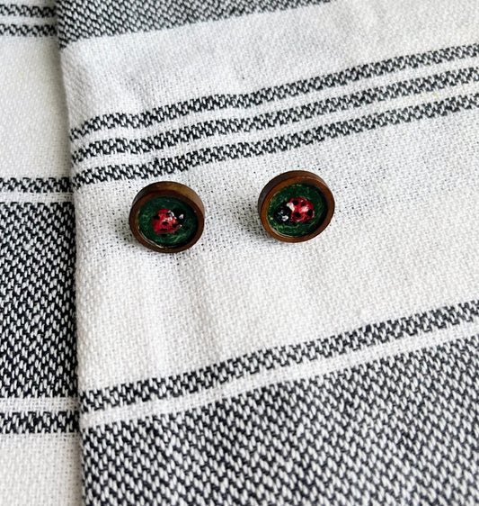 “Ladybug” Hand Painted Earrings