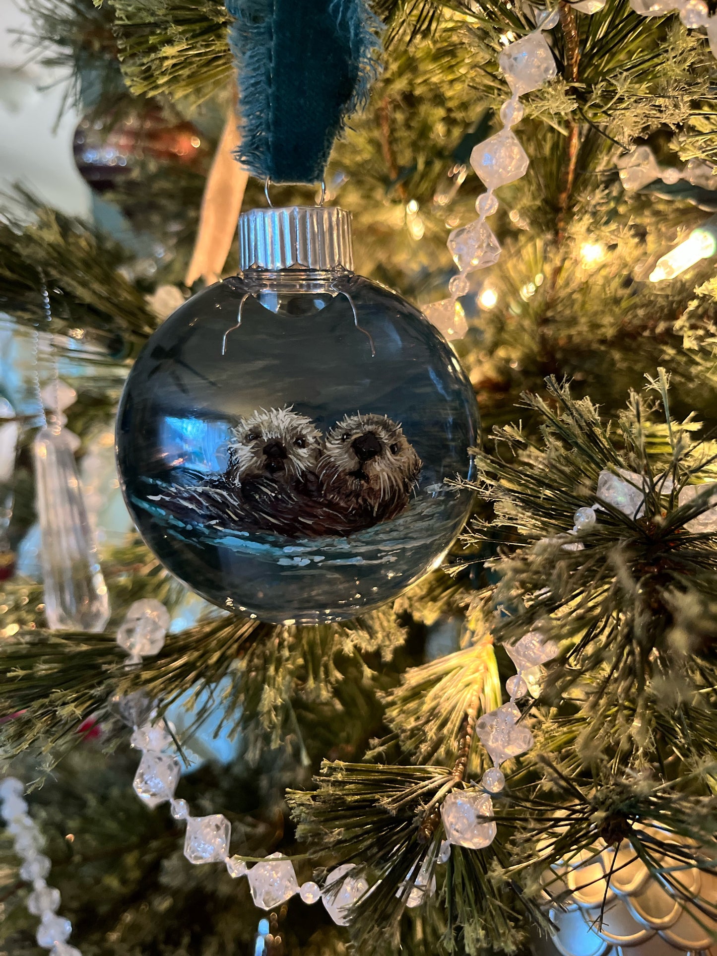 Mother and Baby Otter Ornament