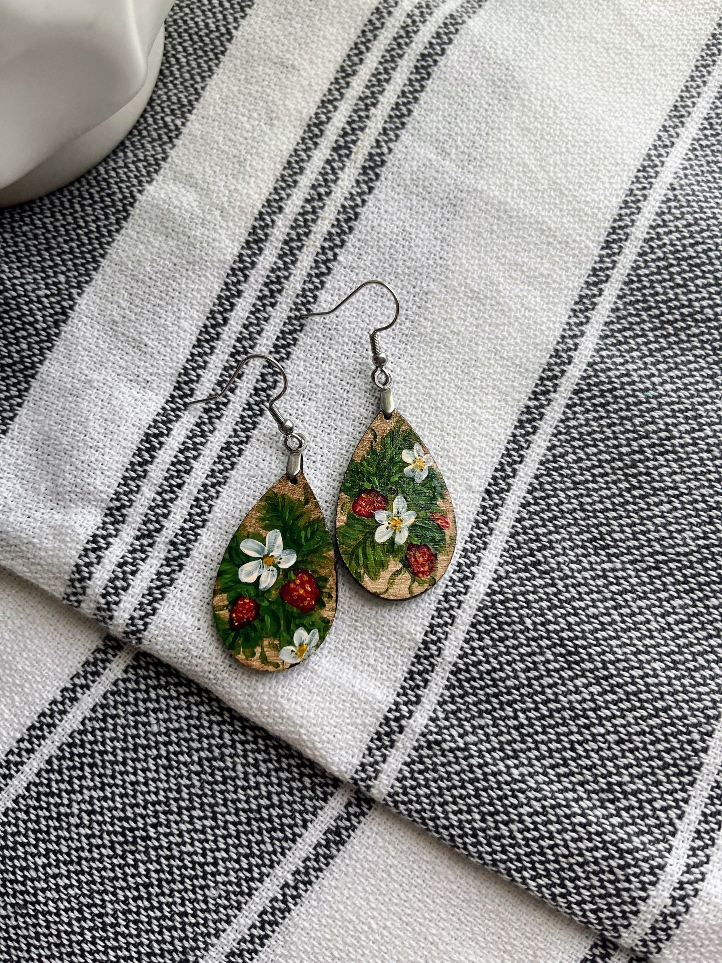 “Strawberries” Hand Painted Earrings 1.5 inch